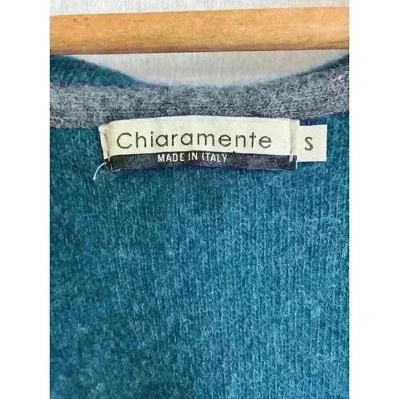 Chiaramente Open Front Hooded Gray/Blue Hooded Cardigan Vest Italian Sz Small - Picture 2 of 8